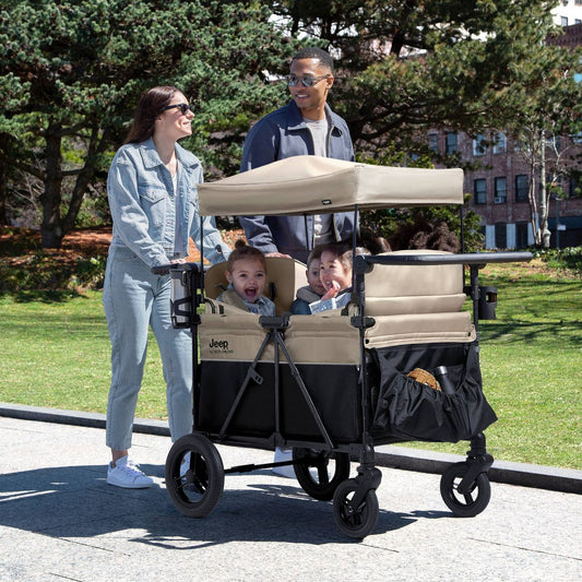 Jeep Gladiator 4-Seater Stroller Wagon by Delta Children (Black/Tan) - Kidsy