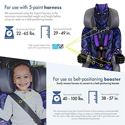 KidsEmbrace 2-in-1 Car Seat | Forward-Facing Harness 26.5–65 lbs (Marvel Black Panther) - Kidsy