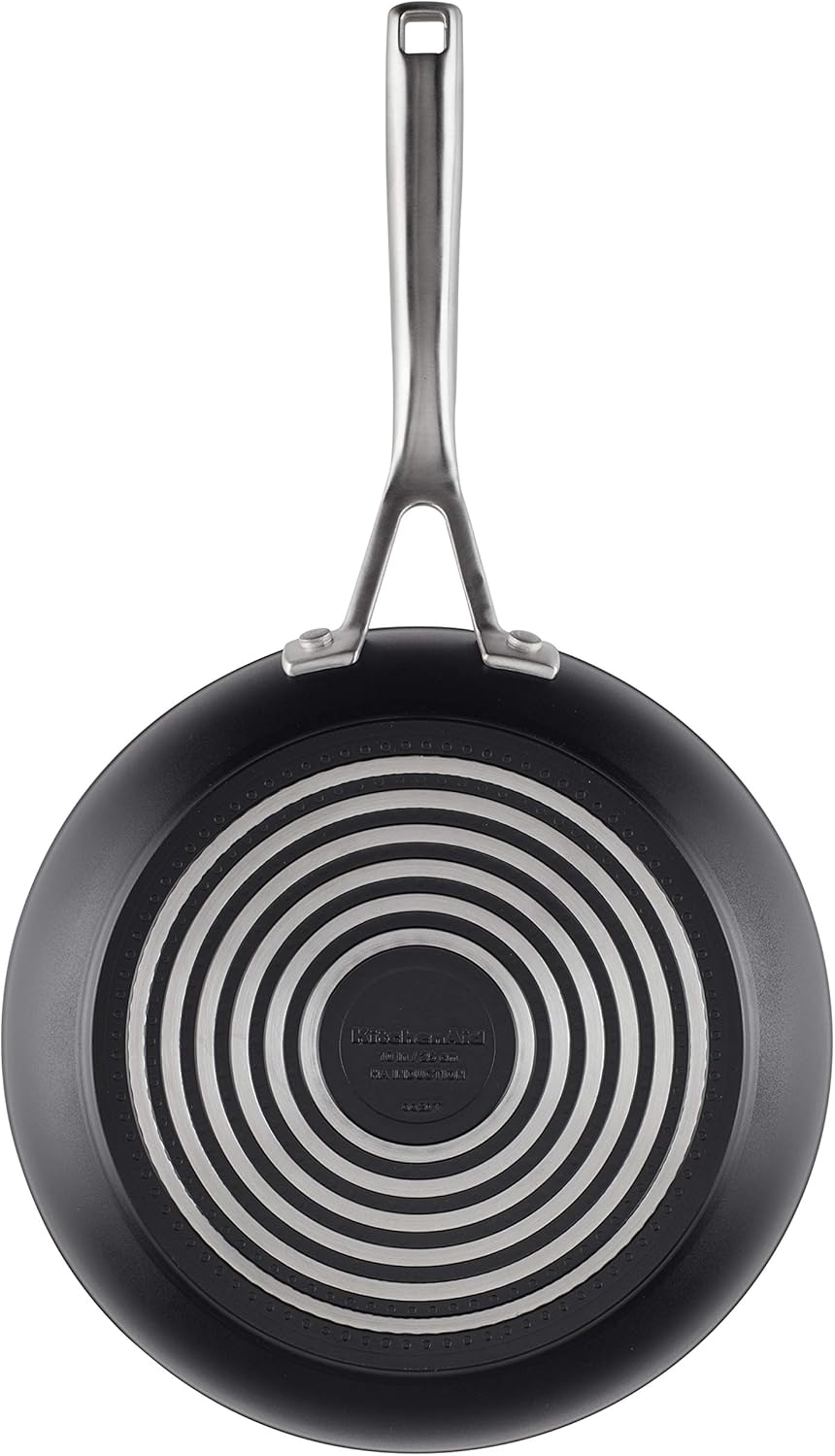 KitchenAid Hard Anodized Induction Nonstick Fry Pan Skillet with Lid 10 Inch (Matte Black) - Kidsy