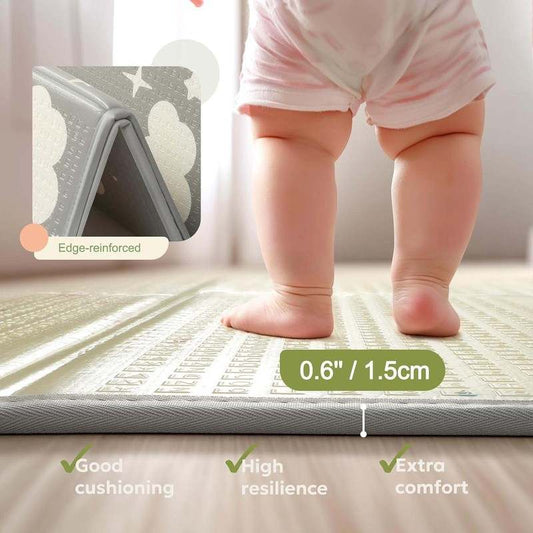 Mallify Extra Large Foldable Play Mat (Rainbow, Cloud & Moon, 79"x71") - Kidsy