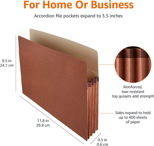 New Amazon Basics Expanding File Folder Organizer with Pockets 25-Pack (Brown) - Kidsy