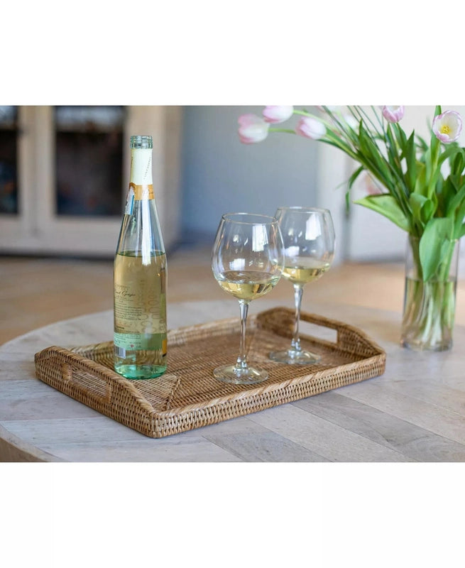 New Artifacts Rattan 17" Rectangular Tray (Honey Brown) - Kidsy