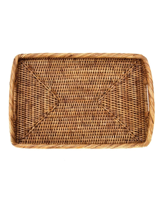 New Artifacts Rattan 17" Rectangular Tray (Honey Brown) - Kidsy