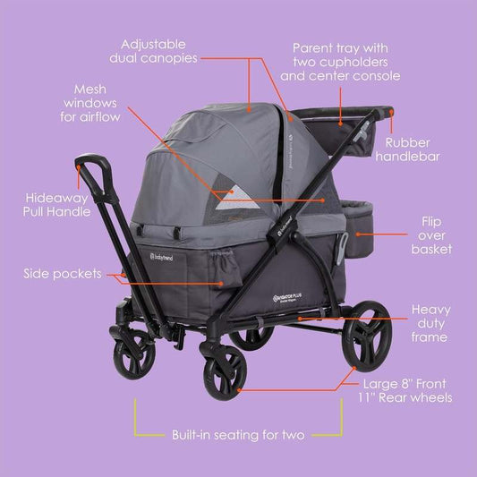 New Baby Trend Navigator Plus 2 - in - 1 Stroller Wagon (Dash Midnight) - Kidsy