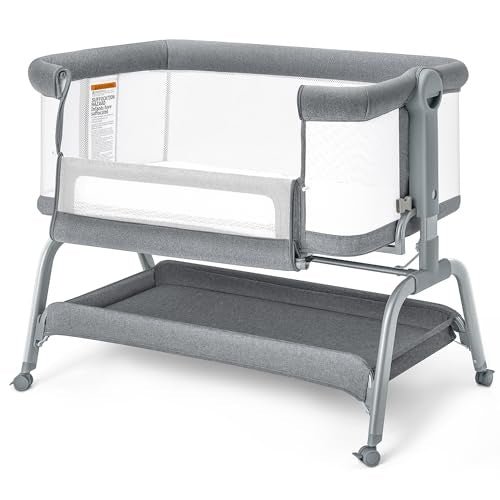 New BabyBond 3 in 1 Baby Bassinet Bedside Sleeper (Grey) - Kidsy