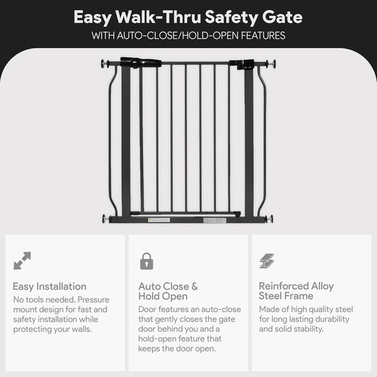 New BalanceFrom Easy Walk - Thru Safety Gate 30 Inch Tall (Graphite) - Kidsy