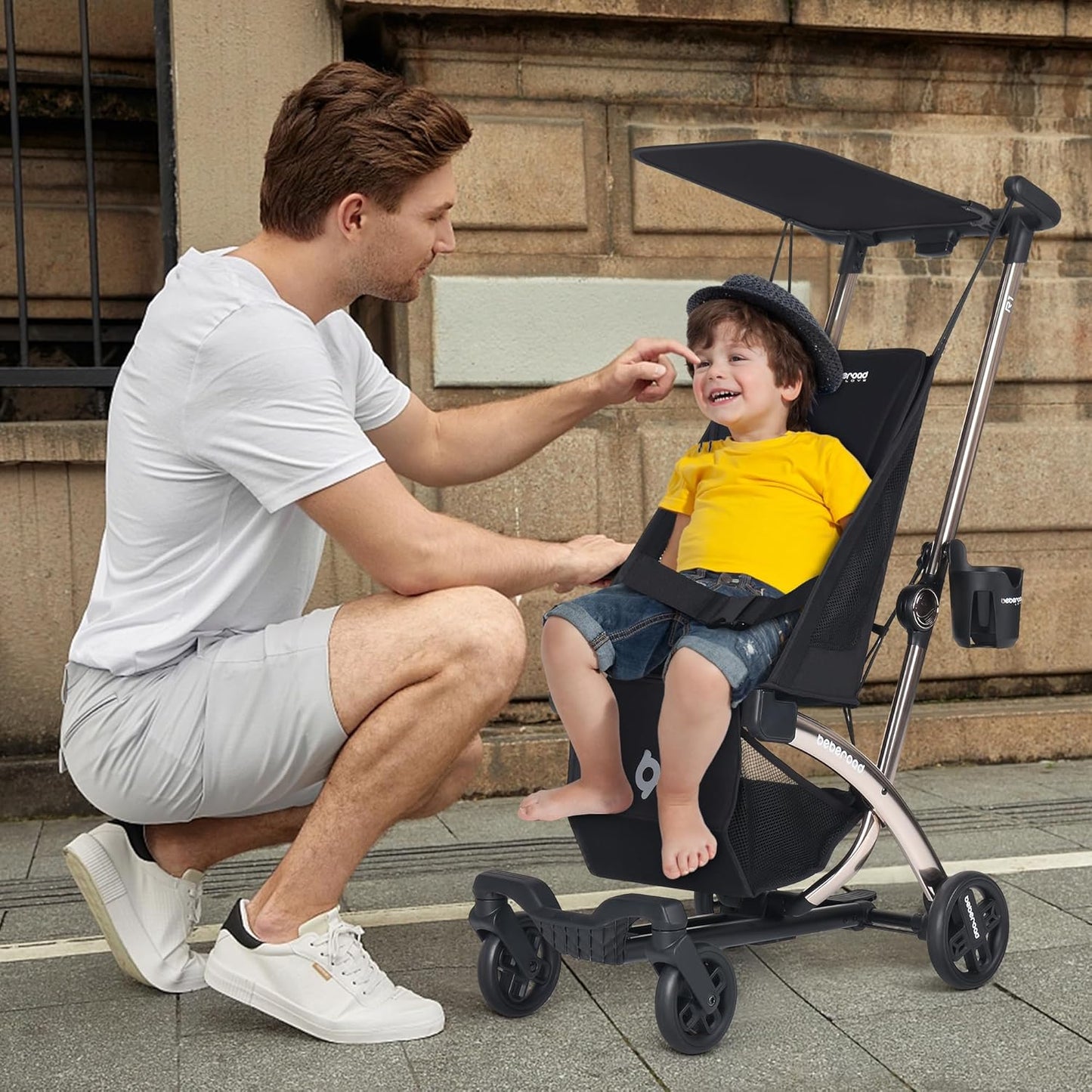 New Beberoad Love R1 Auto - Folding Lightweight Travel Stroller (Black) - Kidsy