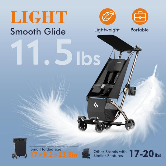 New Beberoad Love R1 Auto - Folding Lightweight Travel Stroller (Black) - Kidsy