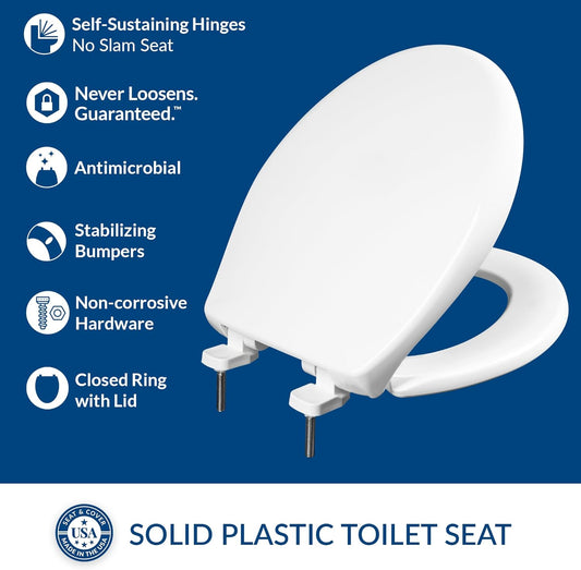 New Bemis 790TDGSL Plastic Elongated Slow-Close Toilet Seat (White) - Kidsy