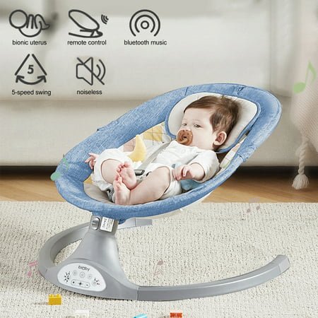 New Bioby Electric Baby Swing Chair with Remote & Bluetooth (Blue) - Kidsy