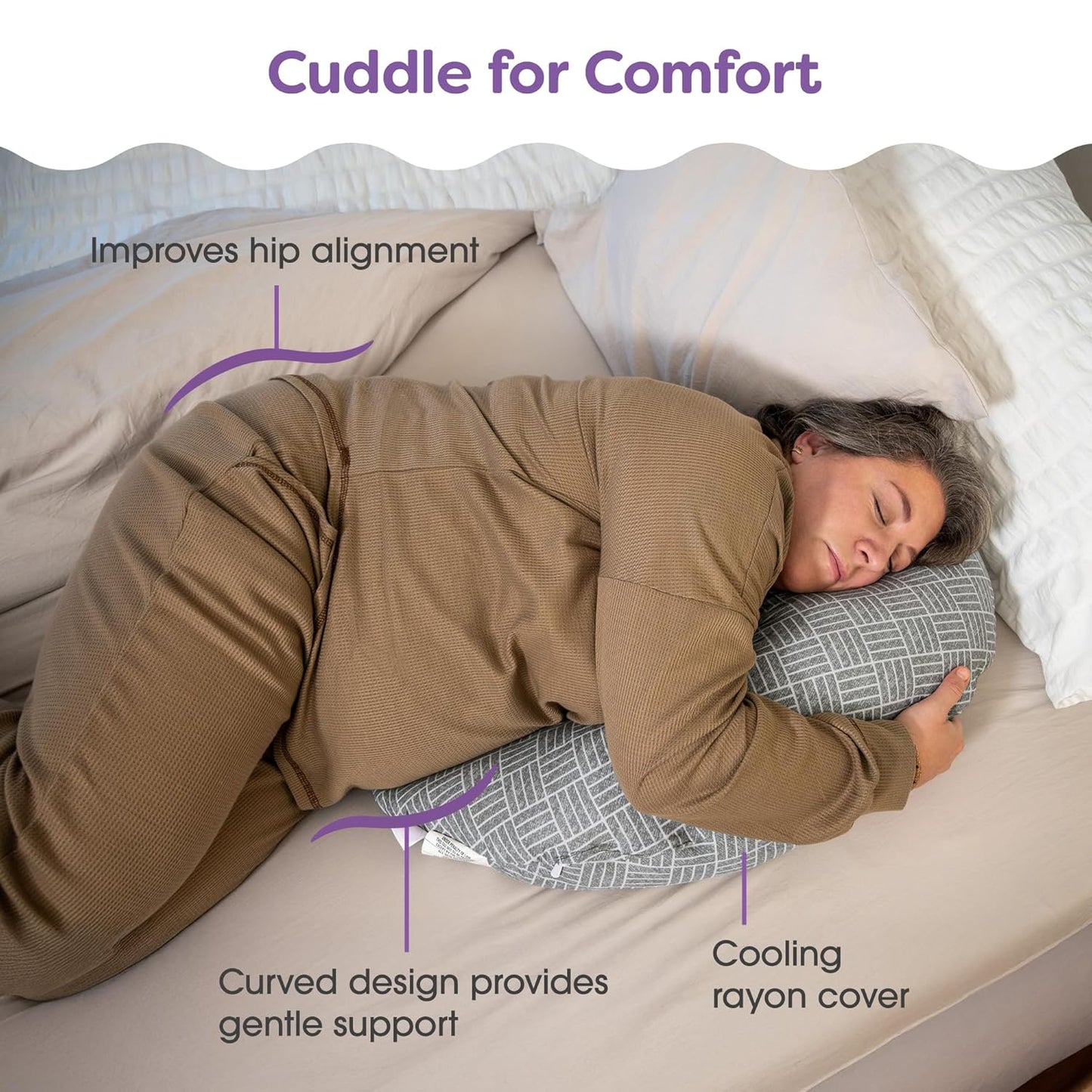 New Boppy Cuddle Pregnancy Pillow (Gray Basket Weave) - Kidsy