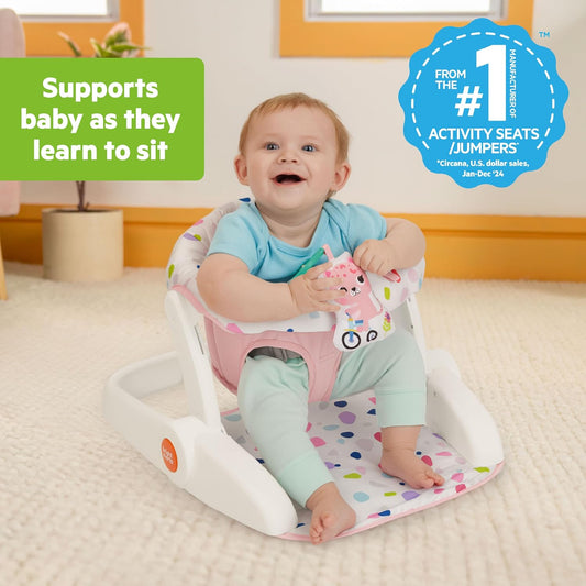 New Bright Starts Learn-to-Sit 2-Position Baby Floor Seat with Toys 4-12 Months (Pink) - Kidsy