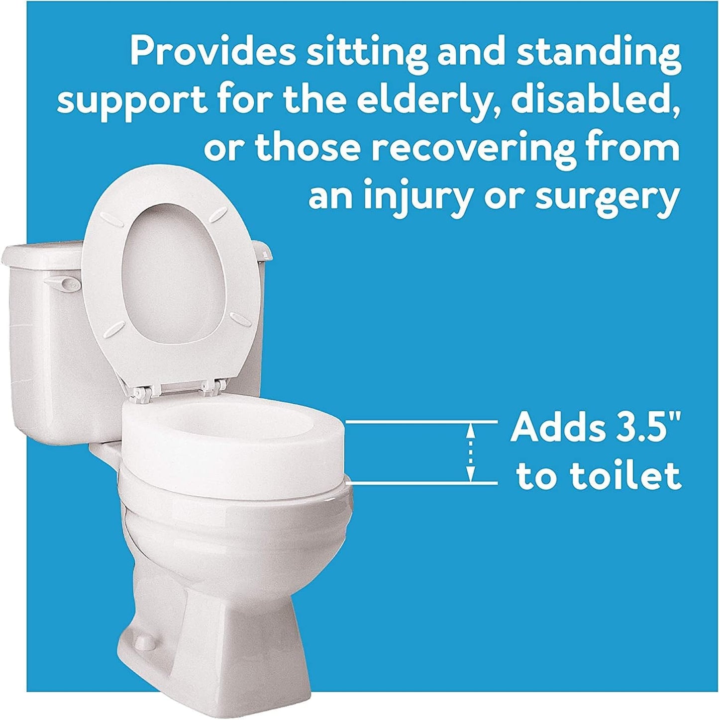 New Carex Toilet Seat Riser, Round Raised Toilet Seat Adds 3.5 inches to Toilet Height - Kidsy