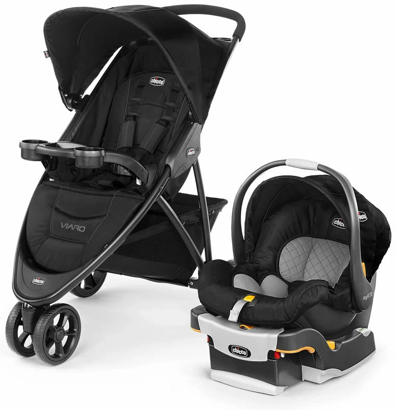 New Chicco Viaro Travel System with KeyFit30 Infant Car Seat (Black) - Kidsy