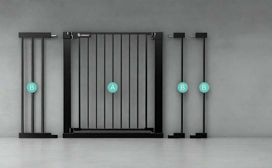 New COMOMY 29.5" to 46" Wide, 30" Tall Baby Gate (Black) - Kidsy