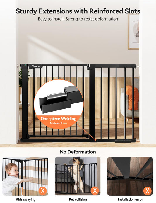 New COMOMY Baby Gate, 29.5–46 Inches with Auto Close (Black) - Kidsy