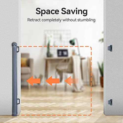 New COMOMY Retractable Baby Gate 55" Extra Wide (Grey) - Kidsy