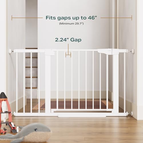 New Cumbor Baby Gate for Stairs 29.7" to 46" Wide (White) - Kidsy