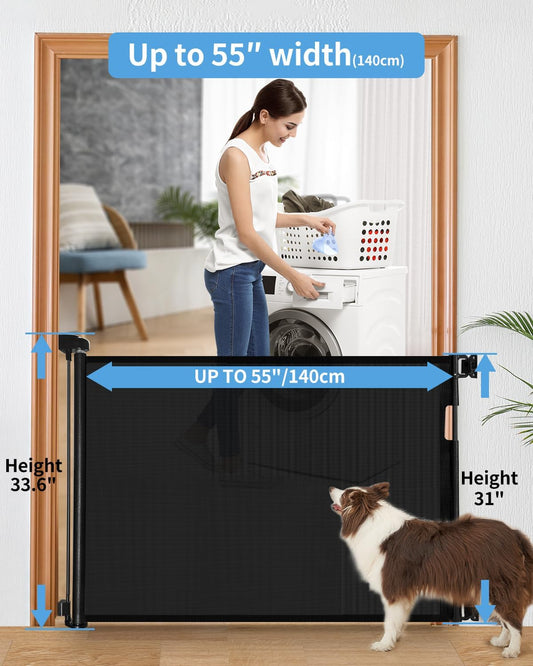 New DEAR LOV Retractable Baby Gate 33" x 55" - 2 Pack (Black) - Kidsy