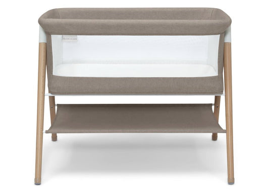 New Delta Children Bondi Beechwood Bedside Bassinet (Tan) - Kidsy