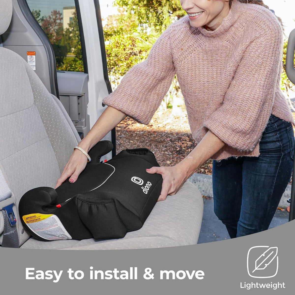 New Diono Solana Lightweight Backless Booster Car Seat, No LATCH (Black) - Kidsy