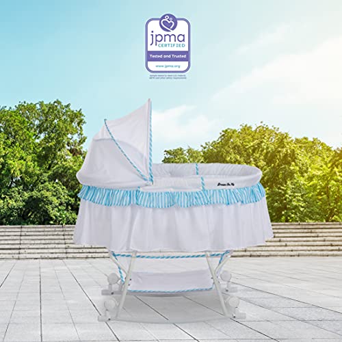 New Dream On Me Lacy Portable 2 - in - 1 Bassinet & Cradle (Blue and White) - Kidsy