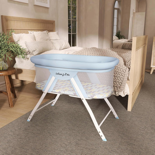 New Dream On Me Poppy Traveler Portable Bassinet (Brown/Blue) - Kidsy