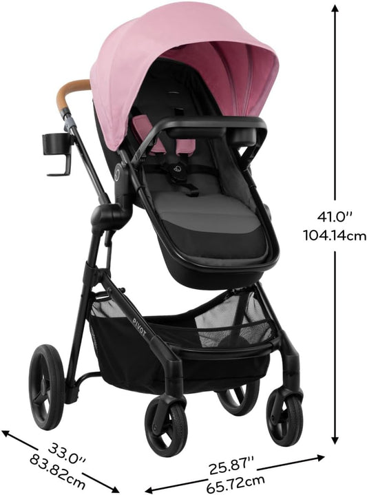 New Evenflo Pivot NXT Travel System with LiteMax NXT Infant Car Seat (Lilas Pink) - Kidsy