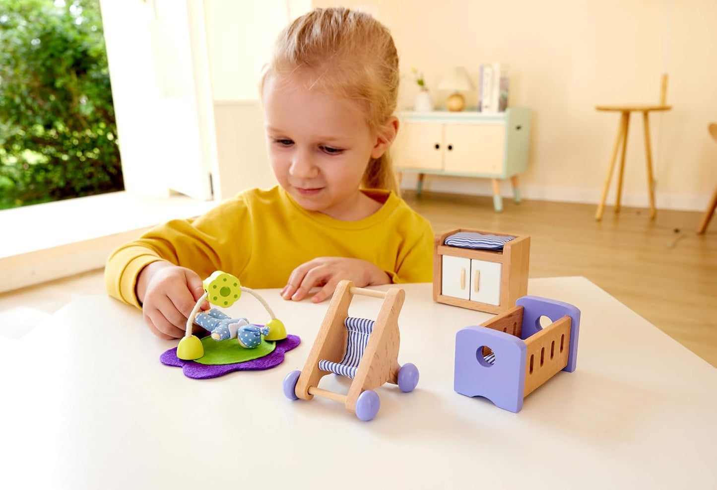 New Hape Wooden Dollhouse Baby’s Room Furniture Set - Kidsy