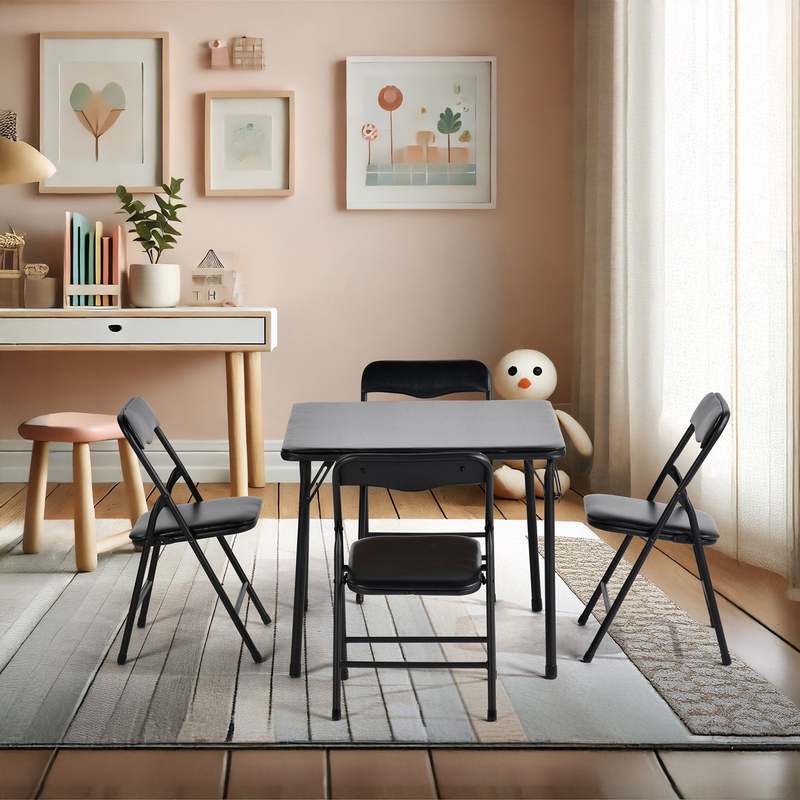 New Homycasa Kids Table Chair Set for Play and Dining (Black, 4 Piece) - Kidsy