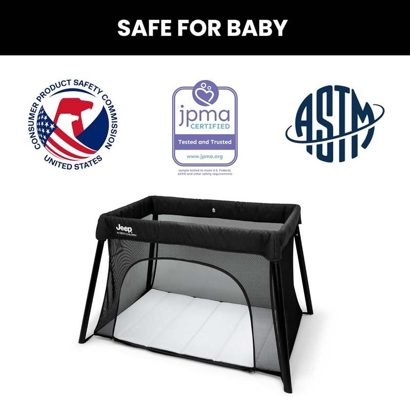 New Jeep Horizon Compact Travel 2 - in - 1 Playard and Bassinet (Black) - Kidsy