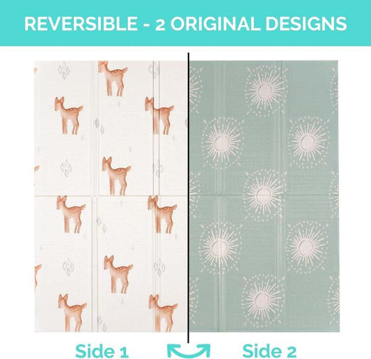 New JumpOff Jo - Extra Large Waterproof Foam Padded Play Mat (Oh Deer - Starburst, 77 x 70 x 0.6 inches) - Kidsy