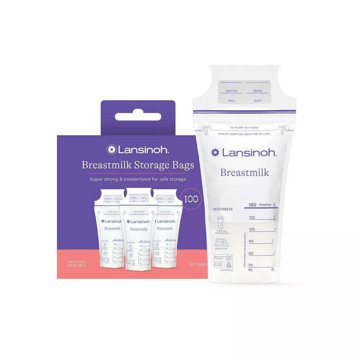 New Lansinoh Breast Milk Storage Bags 6oz (100 - Count) - Kidsy