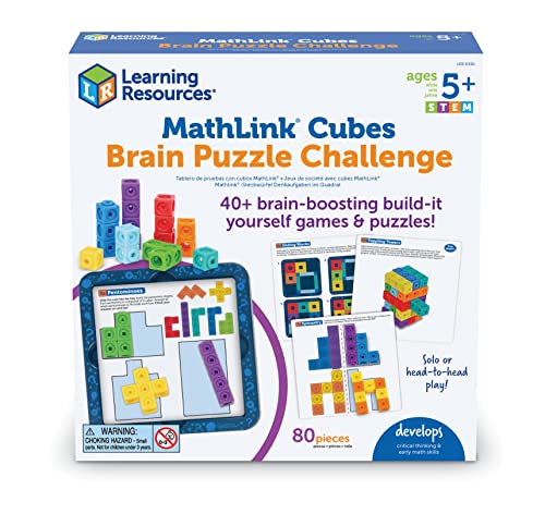 New Learning Resources MathLink Cubes Brain Puzzle Challenge (80 Pieces) - Kidsy