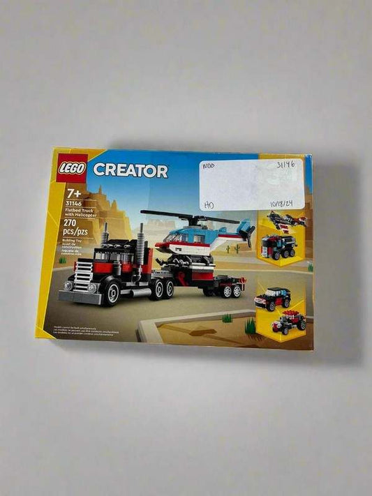 New LEGO Creator 3 in 1 Flatbed Truck with Helicopter Toy (31146) - Kidsy