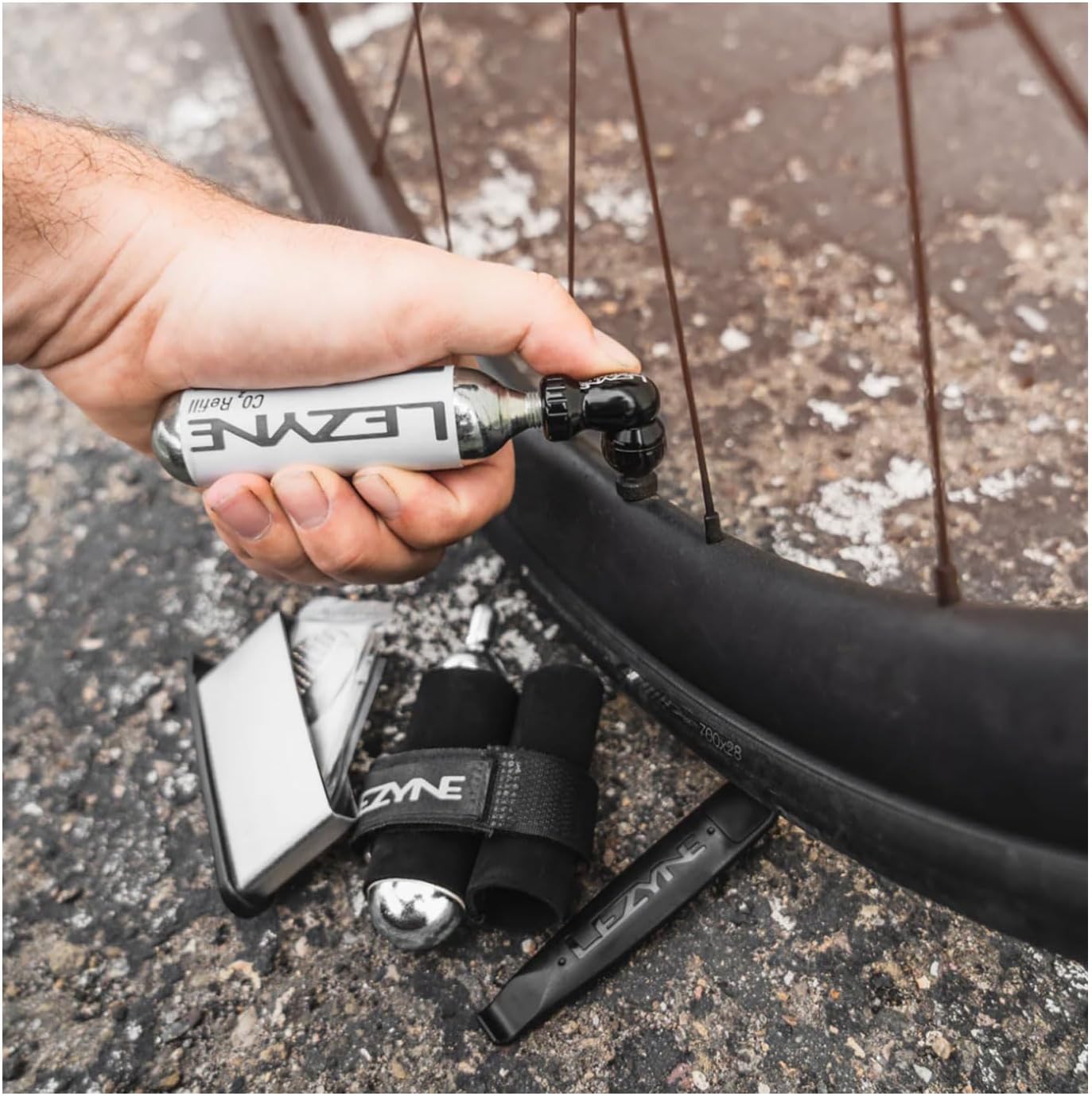 New Lezyne Twin Speed CO₂ Inflator & Tire Repair Kit (Black) - Kidsy