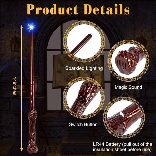 New Light Up Wizard Magic Wands with Sound Illuminating Witch Wand Set (Root 2pcs) - Kidsy