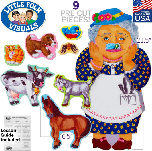 New Little Folk Visuals Old Lady Who Swallowed a Fly Precut Flannel/Felt Board Figures - Kidsy