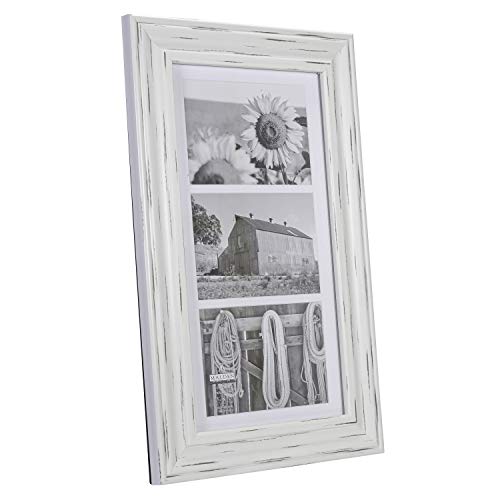 New Malden International Designs Whitman White Wash Matted 3 Opening Collage Wood Picture Frame, 5 by 7 - Inch - Kidsy