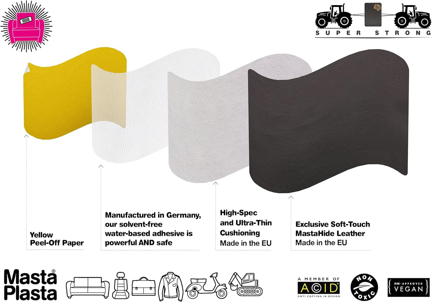 New MASTAPLASTA Self - Adhesive Leather Repair Tape - 60 × 4 Inch (Tan) - Kidsy