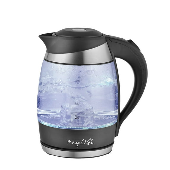 New MegaChef 1.8Lt. Glass and Stainless Steel Electric Tea Kettle - Kidsy