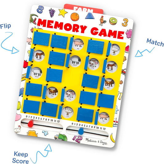 New Melissa & Doug Flip to Win Travel Memory Game Wooden Board - Kidsy