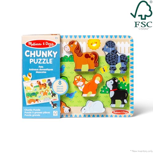 New Melissa & Doug Pets Wooden Chunky Puzzle 8 - Piece Learning Toy - Kidsy