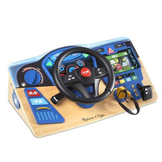 New Melissa & Doug Vroom & Zoom Wooden Steering Wheel Dashboard Toy - Kidsy