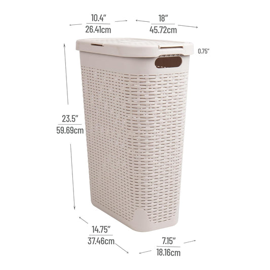 New Mind Reader 40L Slim Laundry Hamper Clothes Basket (Ivory) - Kidsy