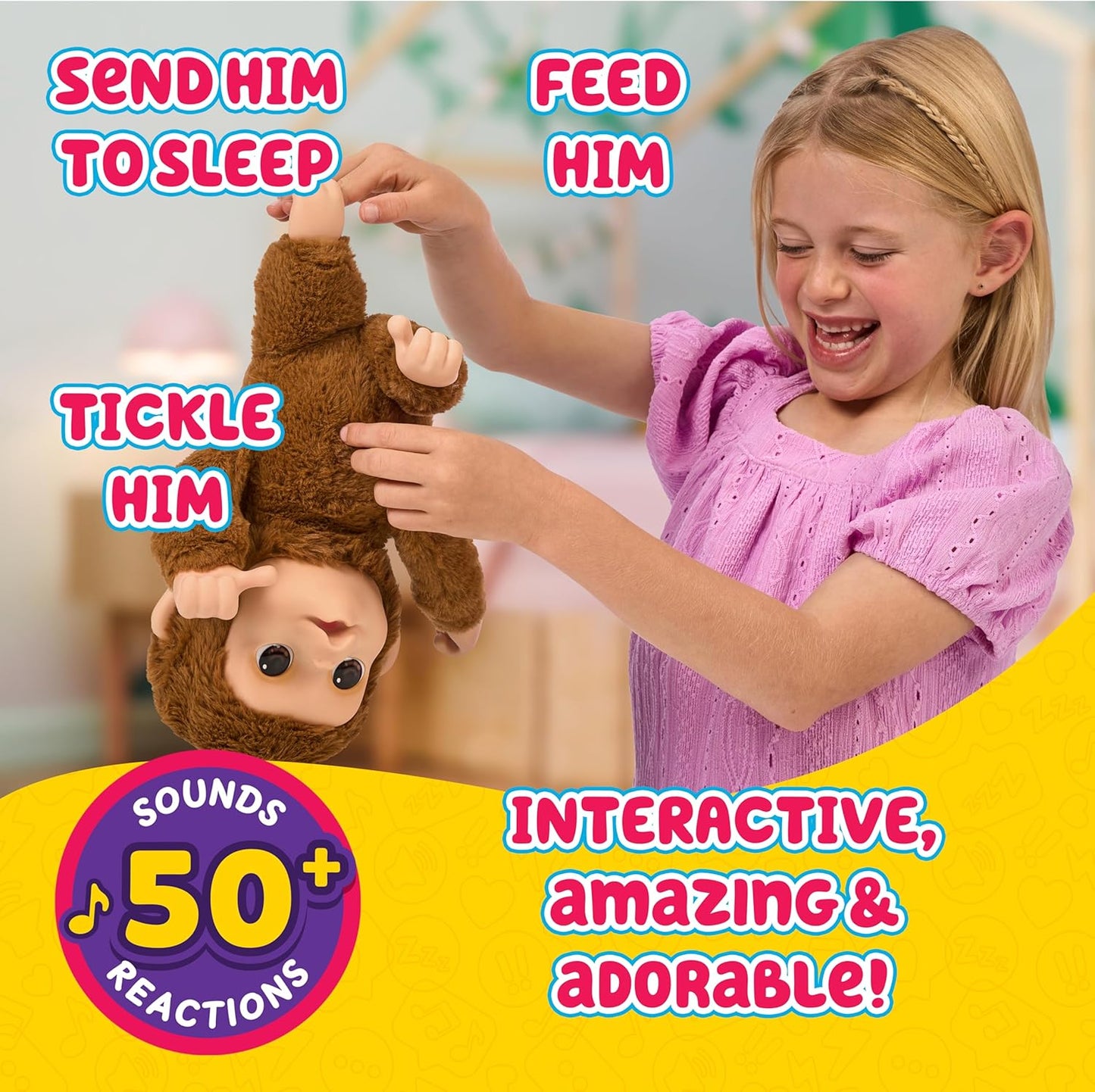 New Moose Toys Little Live Pets Baby Monkey Mango Interactive Plush (Mango) - Kidsy