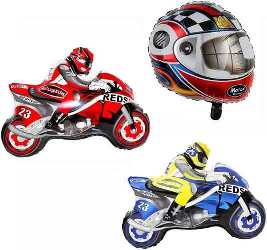 New Morndew 3 PCS Motorcycles and Helmet Foil Balloons - Kidsy