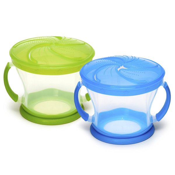 New Munchkin Snack Catcher Blue and Green Portable Snack Bowl (Blue, Green) - Kidsy