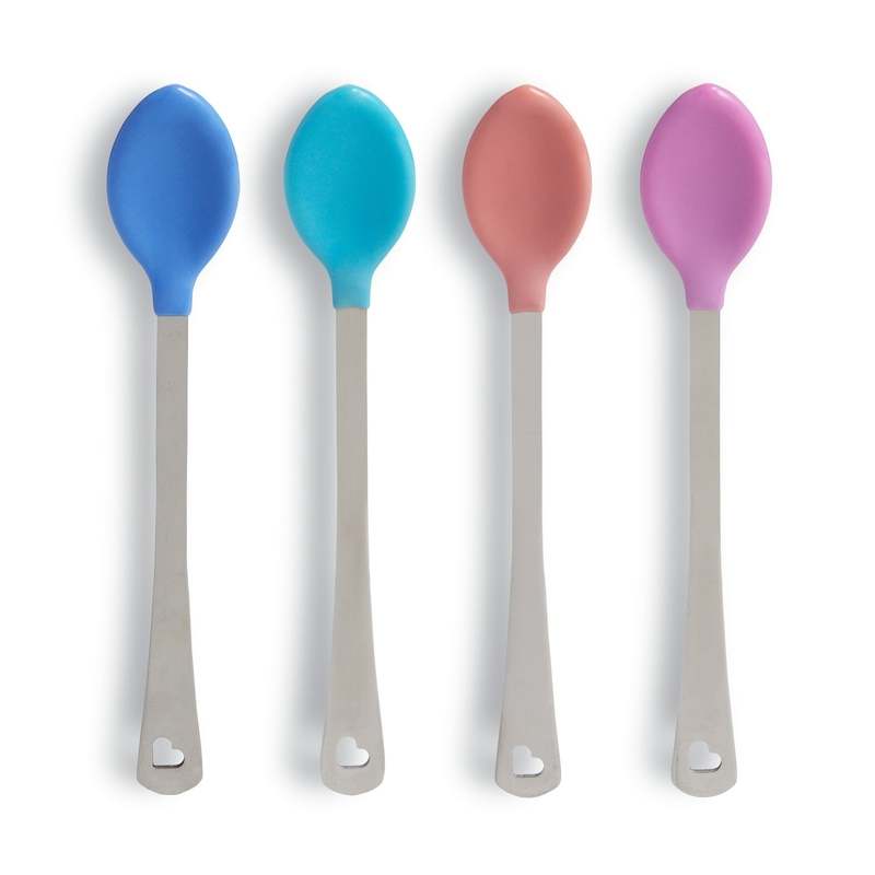 New Munchkin White Hot Safety Spoons with Stainless Steel Handle, 3 Months+, 4 Count (Colors May Vary) - Kidsy
