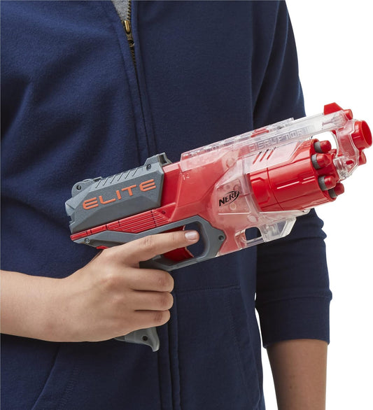 New NERF Elite Disruptor Blaster 6 - Dart Drum (Translucent Red) - Kidsy
